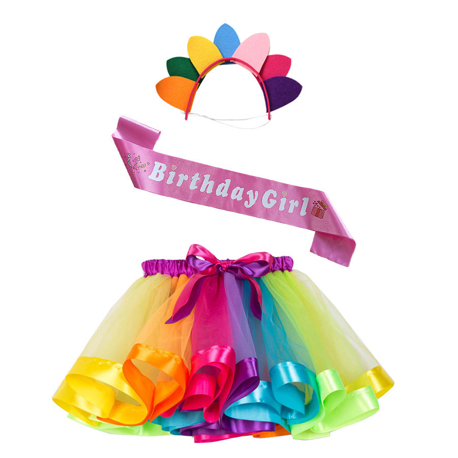 Kid Baby Girl Birthday Round Tutu Birthday Strap Skirts