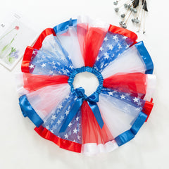 Kid Baby Star Flag Half Bow Mesh Tutu Skirts