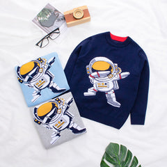 Kid Baby Boy Cartoon Bottoming Round Neck Sweater