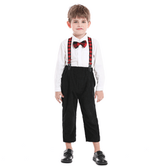 Kid Baby Boy Suit Autumn Long Sleeve Plaid Checked 2 Pcs Sets