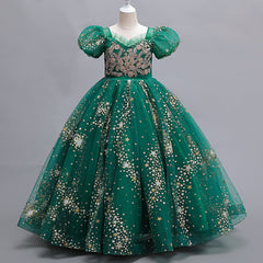 Kid Girl Princess Piano Summer Performance Host Evening Dress