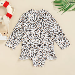 Kid Girl Bathing Suit Leopard Print Bathing Beach Romper Swimsuits