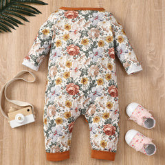 0-18M Infants Baby One-piece Long Sleeved Floral Lace Ruffles Rompers