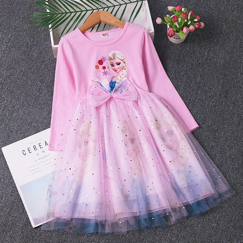 Kid Baby Girls Spring Autumn Ice Snow Yarn Fashion Party Casual Dresses