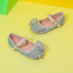 Girl Pearl Rhinestone Bow Shoes