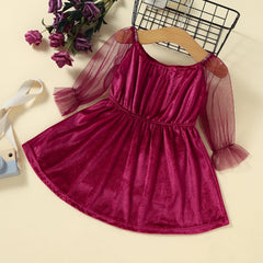 Kid Girl Mesh Long Sleeves Ins Spring Dresses