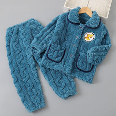 Kid Boy Girl Flannel Coral Velvet Winter Pajamas