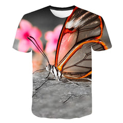 Kid Boy Girl Short Sleeve Beautiful Butterfly 3D Printing Cool Loose T-shirt