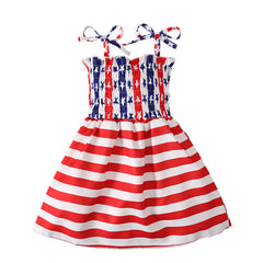 Kid Baby Girls Strap Independence Day Summer Star Flag Banded Party Dresses