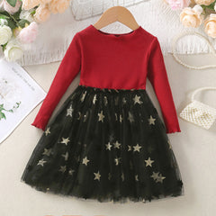 Kid Baby Girls Long Sleeve Winter Casual Star Birthday Dresses