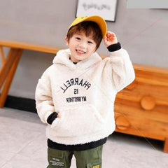 Kid Boys Cashmere Hooded Thick Imitation Lamb Cashmere Sweaters