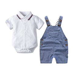 Baby Boy Suit Short Sleeve Crawl Summer Gentleman Sets 2 Pcs