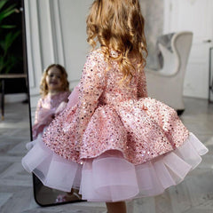 Kid Baby Girls Sequined Big Bow Cake Princess Dresses