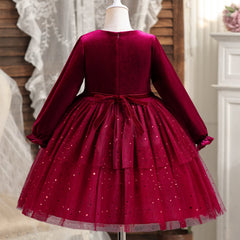 Girls Dress Velvet Sequined Gauze Princess Dress Children Christmas New Year Dress Skirt