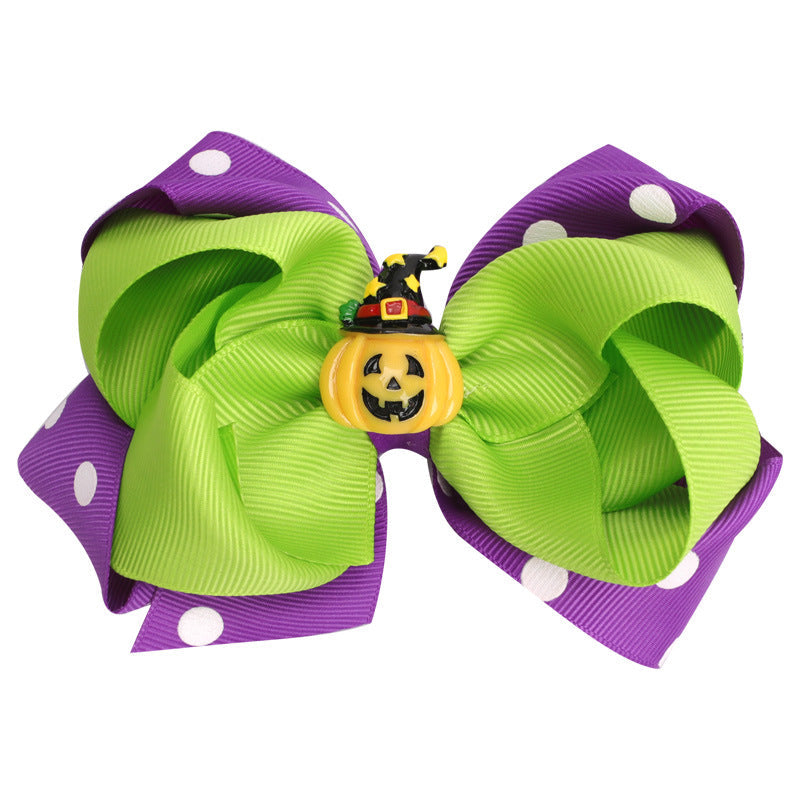 Kid Baby Bow-knot Side Clip Pumpkin Ghost Hairpin