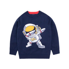 Kid Baby Boy Cartoon Bottoming Round Neck Sweater