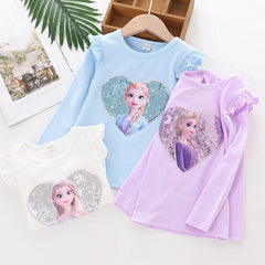 Kid Baby Girls Long-sleeved Autumn Westernized Round Neck Shirt