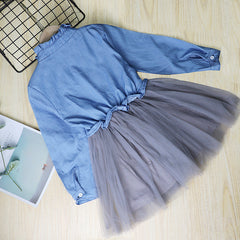 Kid Girl Denim Stitching Casual Dresses