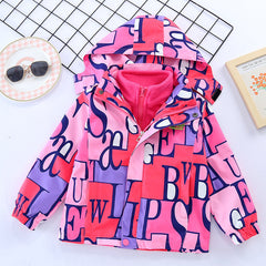 Kid Girl Jacket 3 In 1 Detachable Overcoat Trench Coat Jacket