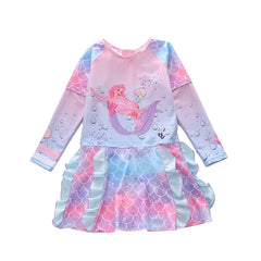Kid Girl One-piece Long Sleeve Sunscreen Beach Surfing Mermaid Swimsuit