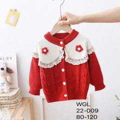 Kid Baby Girls Sweater Cardigan Round Neck Princess Tops