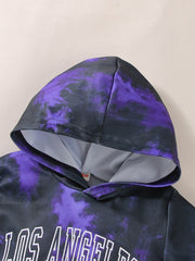 Baby Boy Suit Purple Tie-dye Alphabet Long Sleeve 2 Pcs Sets