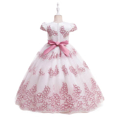 Kid Girl Evening Long Wedding Dress Performance Host Birthday Princess Dresses