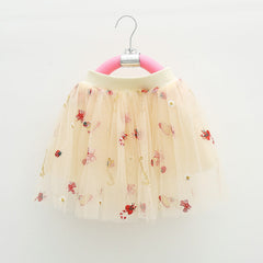 Kid Baby Girl Princess Short Skirt Strawberry Embroidery Skirts