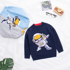 Kid Baby Boy Cartoon Bottoming Round Neck Sweater