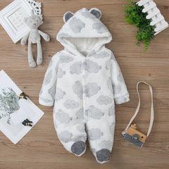 Baby Girl Boy One-piece Wrap Foot Winter Cashmere Lamb Rompers