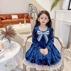Kid Girl Autumn Winter Long Sleeves Christmas Casual Dress