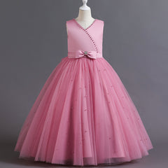 Kid Girl Princess Autumn Peng Yarn Catwalk Piano Host Dresses