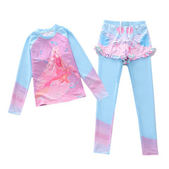 Kid Girl Split Long-sleeved Conservative Sun Protection Swimsuit