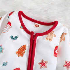 Baby Christmas Spring Autumn Long Sleeve Cartoon Zipper Rompers