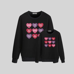 Family Matching Valentine Shirts Love Printed Mother-daughter Spring Tops