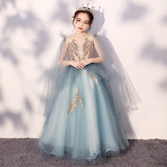 Kid Girl Pompom Yarn Exotic Fairy Catwalk Piano Dresses
