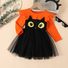 18M-6Y Kid Baby Girls Halloween Printed Gauze Dress