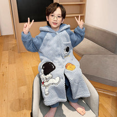 Kid Boy Pajamas Thickened Warm Flannel Coral Fleece Winter Pajamas