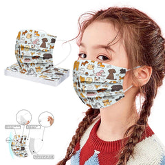 Kid Disposable Cute Pet Small Animal Series Spiny Printing Mask 10 Pcs