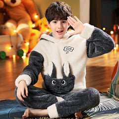 Kid Baby Boy Coral Velvet Winter Flannel Thickening Pajamas