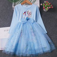 Kid Baby Girls Spring Autumn Ice Snow Yarn Fashion Party Casual Dresses