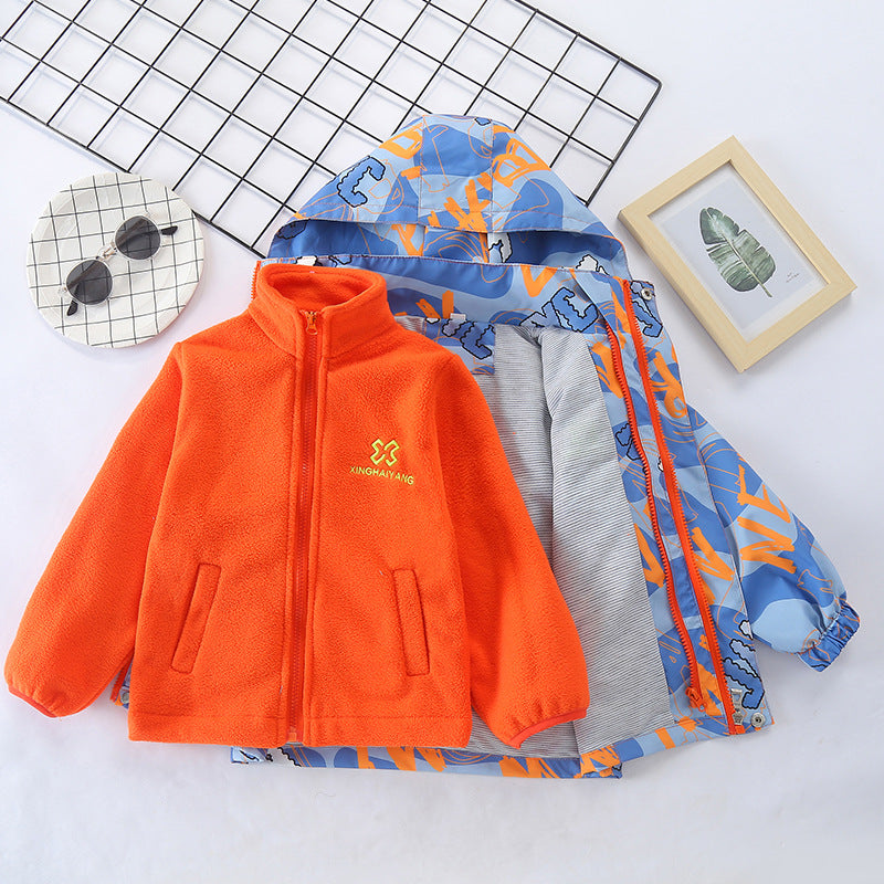 Kid Boys Jacket 3 In 1 Detachable Autumn Winter Outdoor Windproof Jacket Coats