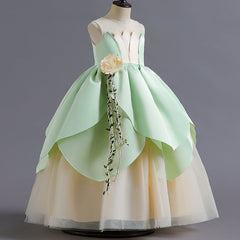 Kid Girl Princess  Frog Princess Tiana Dresses