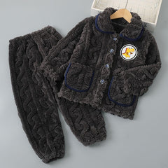 Kid Boy Girl Flannel Coral Velvet Winter Pajamas