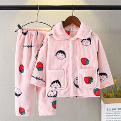 Kid Baby Boy Flannel Autumn Winter Loungewear Pajamas