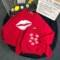 Family Matching Mother Daughter Valentine T-shirt  Alphabet Print Tops