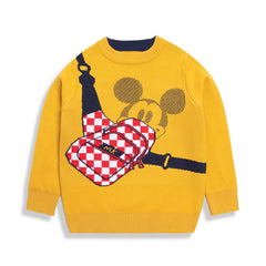 Kid Baby Boy Cartoon Round Neck Base Sweater
