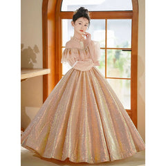 Kid Girl Princess Luxury Birthday Hosts Piano Performance Dresses
