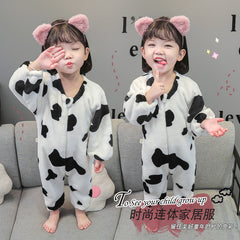 Baby Girl One-piece Autumn Winter Fleece Thickened Flannel Pajamas