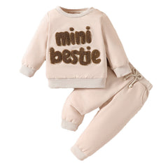 Baby Girl Autumn Cute Letter Towel Embroidered 2 Pcs Sets